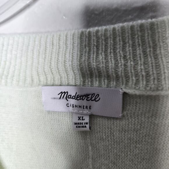 Madewell Womens Cashmere V-Neck Relaxed Fit Pullover Sweater XL Pale Green - Picture 4 of 8